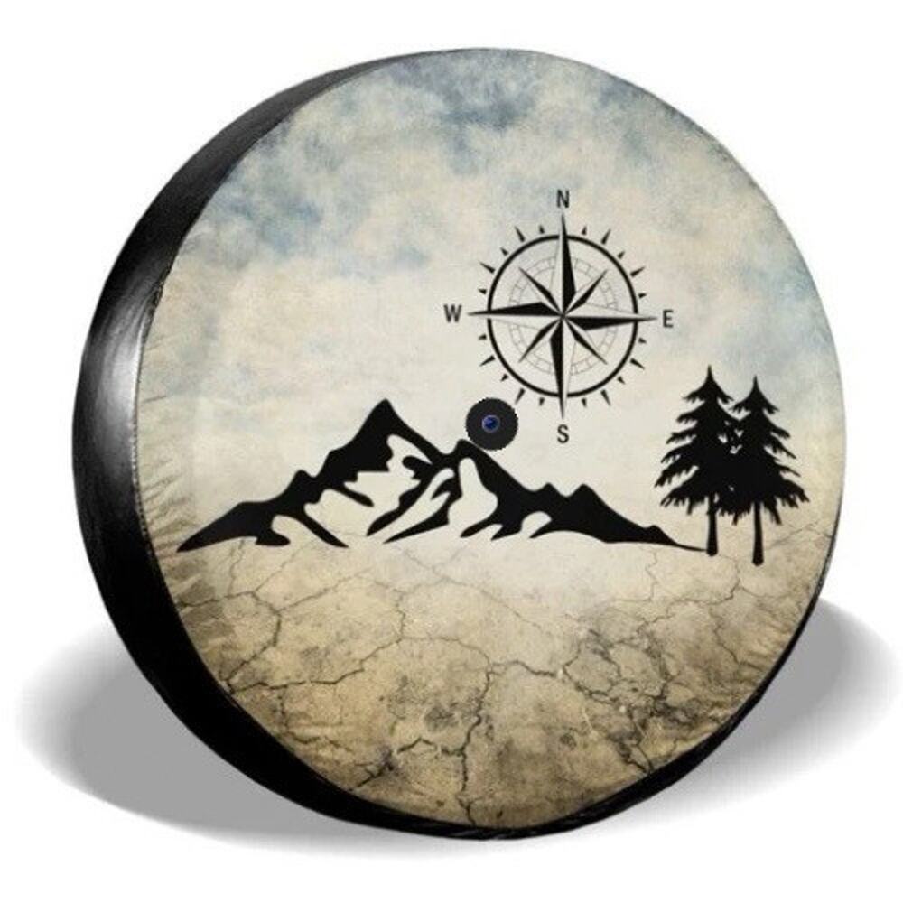 Nature Mountain Spare Tire Cover Weatherproof Universal 16” With Backup Cam Hole